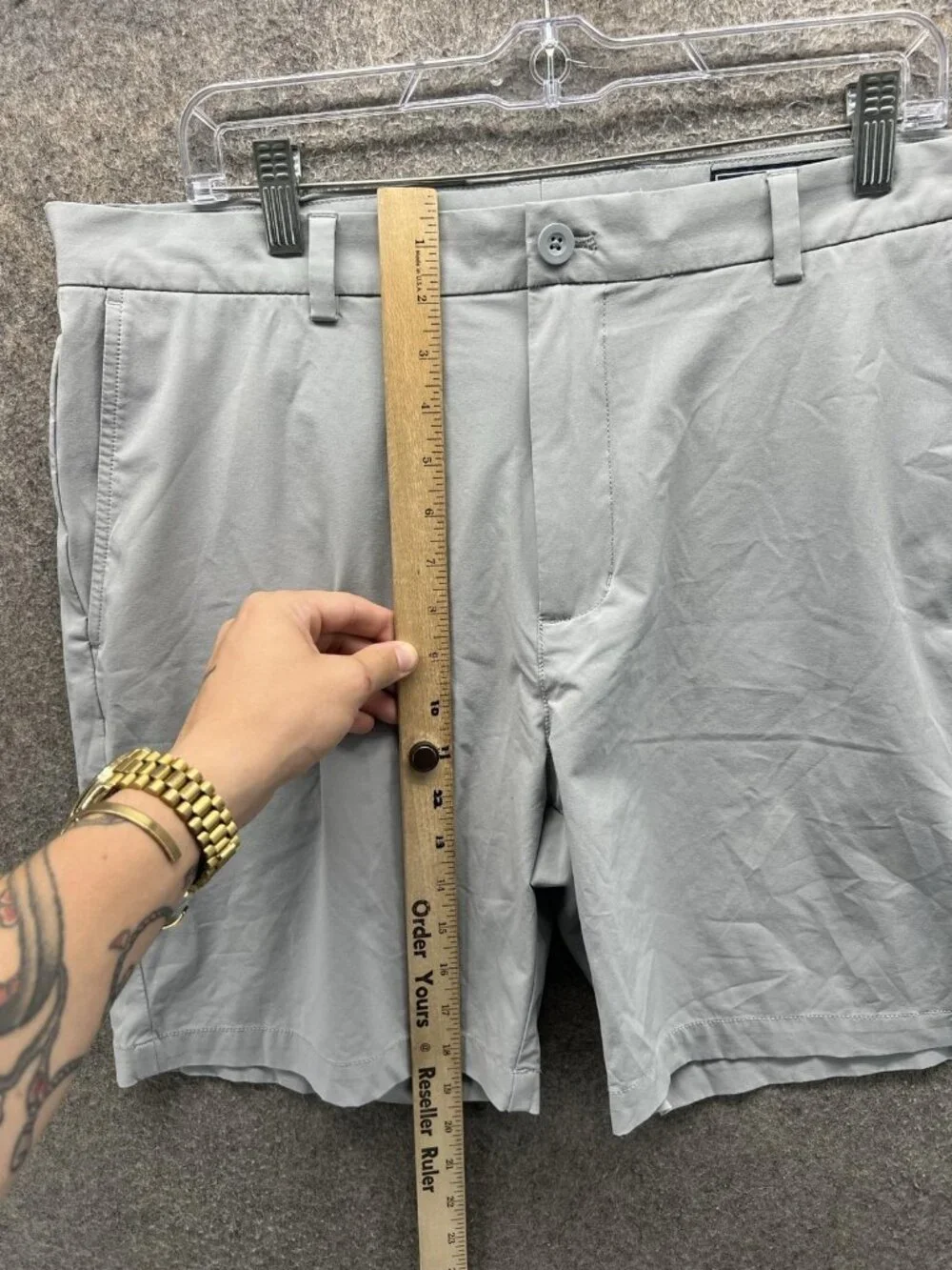 Vineyard Vines Breaker Shorts Men 36 Gray Chino Flat Front Golf Performance